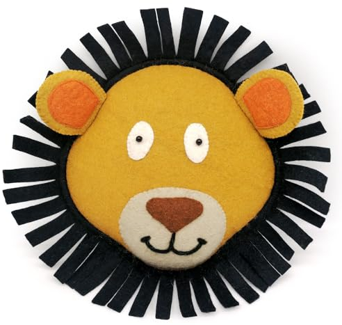 Mealini Tierkopf LÖWE, 3D Wanddekoration aus Wollfilz, 43 x 43 cm, Deko für Kinderzimmer Wand