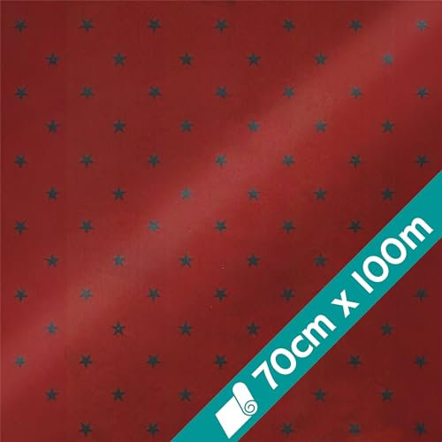 1 Rolle Weihnachts-Geschenkpapier Crimson Starlight Rot 70cmx100m | Geschenkpapier für Weihnachten