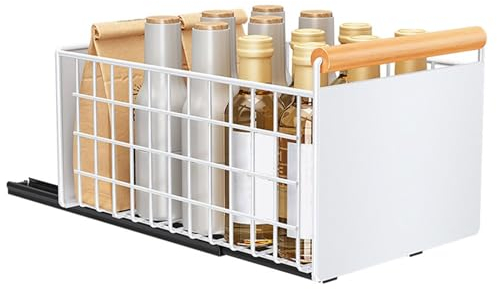 jyibinee Organizer per utensili da cucina Certo, ecco un titolo del prodotto per elencare ciotole, piatti, grande capacità, con binario adesivo, cassetto scorrevole estraibile D