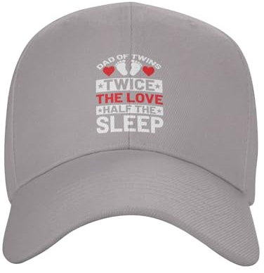 shrukkQQ Dad of Twins Twice The Love Half The Sleep Baseballmützen für Männer und Frauen, verstellbare Kappe, Trucker-Mütze, Papa-Kappe, grau, One size