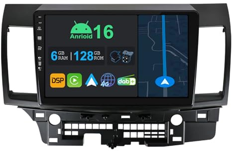 YUNTX [6+128GB-4G+DAB] Android 15 Autoradio mit Navi Für Mitsubishi Lancer 2008-2016 | Eingebaut 4G LTE | DAB+ | CarPlay | Android Auto | DSP | HDMI 1280 * 720 10.1“ IPS Bildschirm Octa Core