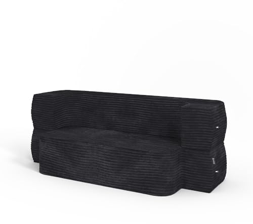 VitaliSpa Sofa Lille, Schlafcouch, Schwarz, 190 cm mit Schlaffunktion