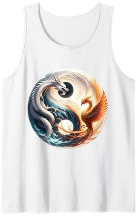 Yin und Yang Drache und Phönix Vintage Art Tank Top