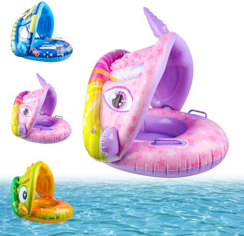 Schwimmring Baby, Baby Schwimmring Aufblasbare Mit Abnehmbarem Sonnendach, Schwimmring In Form Eines Cartoons, Niedlicher Kinderschwimmring Für Babys, Kleinkinder Ab 1-4 Jahr
