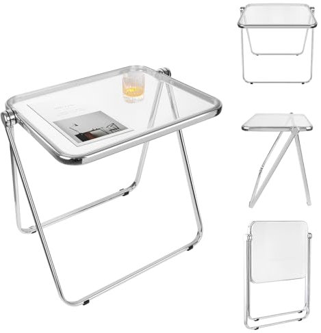 OHMG Klapptisch, aus Acryl, transparent, Picknicktische, ideal für kleine Büros, Beistelltisch oder kleine Computer-Schreibtische, Büro, Beistelltisch