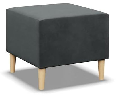 Mebligo - Puff Hocker BLANK, Fußhocker für Sessel, Couch Hocker, Sofa Hocker, Sitzhocker, Hocker Wohnzimmer, Bequemer Hocker als Auflage, Sitzpuff, Beine und Tisch - 51x51x40cm Dunkelgrau