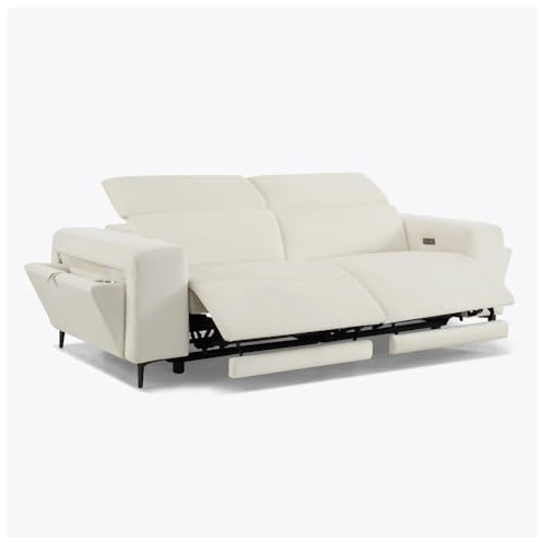 Home Detail Velvet Recliner Sofa, 3 Seater, Cream or Black (Cream Velvet, 3 Seater)