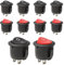 IETWATE 10 interruptores basculantes de 2 pines, redondos, mini interruptor basculante ON/OFF de 10 A/125 V 6 A/250 V, rojo y negro, para vehículos electrónicos, motocicletas, barcos