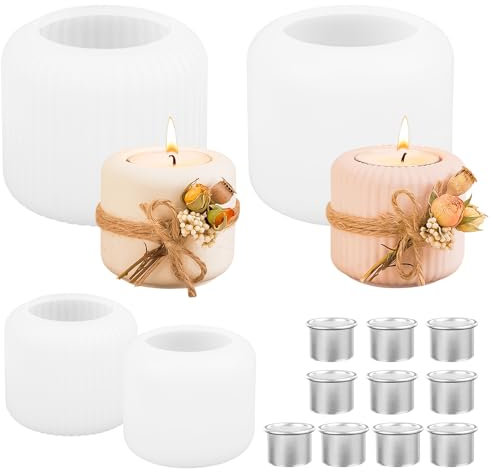 4 Stück Silikonform Kerzenhalter mit 10 Stück Metall Kerzenständer, Gießform Kerzenhalter, Kerzen Gießform Weihnachtskerzenform Weihnacht Kerzenform Silikon DIY Silikonform für Kerzenherstellung