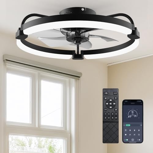 Ensenior Deckenventilator mit Beleuchtung 50cm - Schwarz