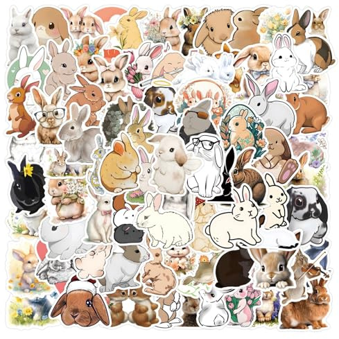 Rabbit Aufkleber 100 Stücke Niedlich Deko für Auto Laptop Skateboard Fahrrad Moped Motorrad Fahrrad Computer Kaninchen Sticker Set,Geeignet für Erwachsene Kinde