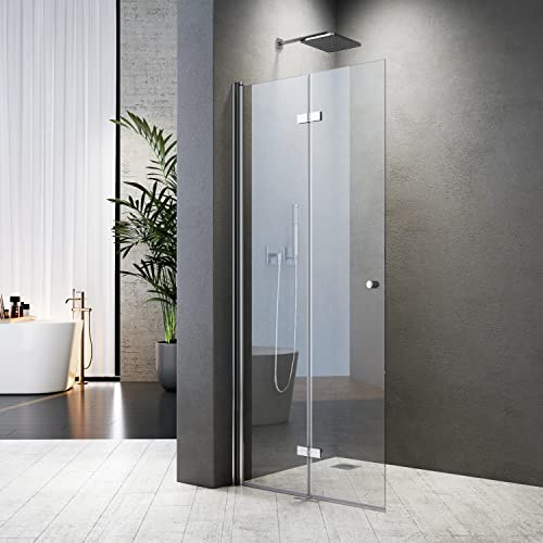 Walk in Duschkabine 120x185cm Walk-IN Dusche Duschwand Doppel Faltbar Walk-in Duschabtrennung Walk in Dusche ESG Nano Glas