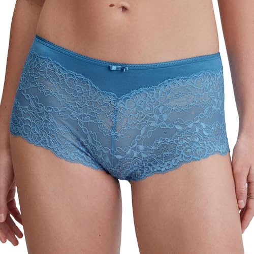 CALIDA Sensual Secrets Panty Damen, Regular Cut, mit zarter, leicht transparenter Spitze Riviera Blue 48-50