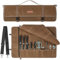 AKOZLIN Chef Knife Roll Bag Upgraded with 10 Slots & 1 Large Zipper Pocket Waxed Canvas Knife Carrier Case Portable with Adjustable Strap and 30 Knife Tip Protectors, Brown