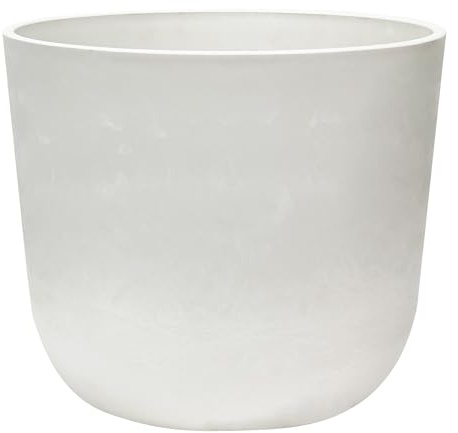Olly & Rose Cloudy Effect White Artstone 30cm Plant Pot Large Plant Pots Outdoor and Indoor - White Planters - Flower Pots