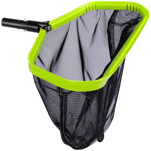 Yeabett Pool Net, Heavy Duty Pool Skimmer Net - Double Layer Deep Mesh, Rustproof Aluminium Frame, Fine Nylon Net for Leaves, Algae & Debris, Fits Standard UK Pool Poles (32mm), Green (No Pole)