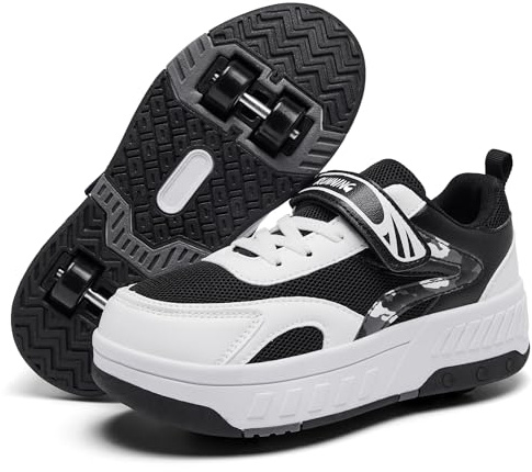 YINGCSM Chaussures à roulettes pour garçons et Filles, Patins à roulettes 2 en 1, Chaussures de Sport, Chaussures de Skateboard