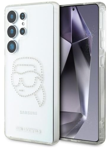 CG MOBILE Karl Lagerfeld Rhinestones Karl Head Logo Hülle für Samsung Galaxy S25 Ultra (Transparent)