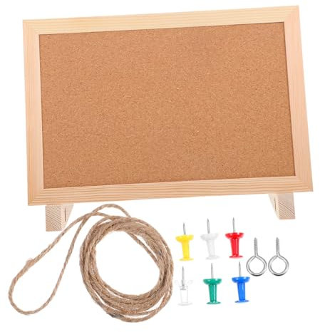 OSALADI Fotowand aus Kork Schreibtisch-Korkbrett mit Ständer kleines schwarzes Brett Pinnwände für Wände dekorative Korkplatten für Wände Pinnwand mit Ständer Fototafel Wand-Korkbrett Holz