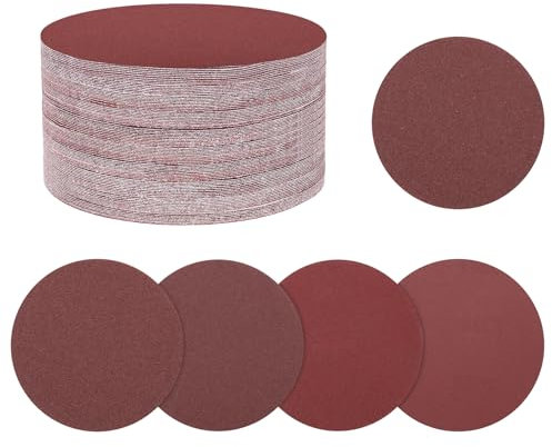 Kozelo 100pcs Discos de Lijado Kit 25mm 1 Pulgada 40/60/120/180/240 Grano de Gancho y Bucle para Lijadora Orbital Aleatoria para Lijadora de Yeso Madera Metal