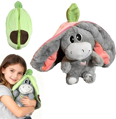 Aohcae Atmendes Kuscheltier Esel, Einschlafhilfe Babys Kuscheltier mit Musik und 4 Beruhigungsmodi, Atmender Esel mit Atmung Zur Geburt Baby Erstausstattung Neugeborene