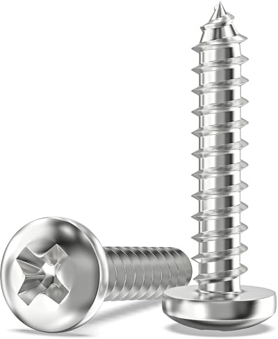 Valorada 50Pcs M6 Screws for Wood, Metal, Plastic, M6 x 30mm Button Head Self Tapping Screws, Phillips Drive, 304 Stainless Steel, Full Thread