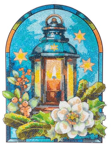 Ideen mit Herz Diamond-Painting-Fensterbild | Glaskunst-Optik | Dekoration & DIY | Material: PET (Winter-Laterne)