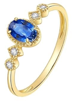 Epinki 18K Gold Eheringe Echtschmuck, Elegant Dünn Pärchen Ringe Saphir (Ovalschliff, Blau), Moissanit Ring Au 750, Gr.60 (19.1)