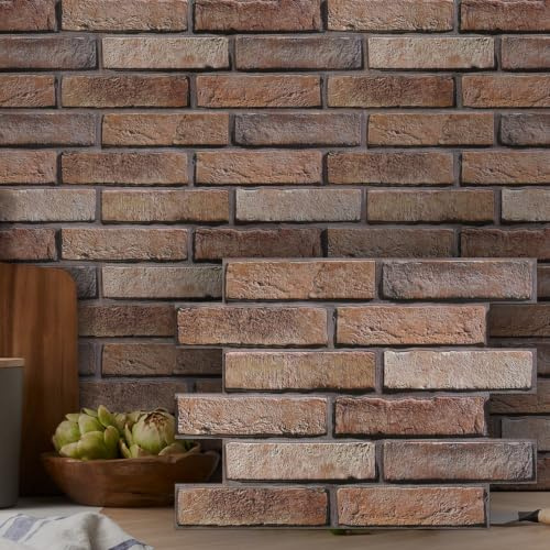 COMSTICKC 3D Wandpaneele Selbstklebend Ziegeloptik, 10 Stück 30 X 40 CM, 3D Wandverkleidung Steinoptik PVC Wandaufkleber 3D Tapete Selbstklebende, Wohnzimmer,Schlafzimmer,Küche Innendekoration
