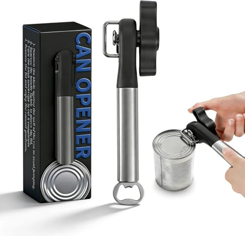Abrelatas Manual Abre Garrafas Multifunción 2 en 1 Abridor de Latas | Abrelatas Profesional con Mango Antideslizante Can Opener Jar Opener Adapta a la Mayoría de las Latas Redondas y Cuadradas