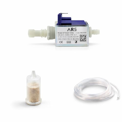 JCSPARES® - Kit Riparazione Macchina Caffè Compatibile con Faber e Frog | Elettropompa Pompa 57 Watt 15 Bar + Filtro Acqua Anticalcare in Resina + Tubo Aspirazione 1 m – Kit Manutenzione Ricambi
