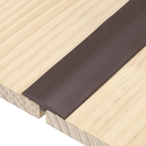 sourcing map T-Molding Transition Strips, 100x4cm (LxW) PVC Brown | Floor Flat Divider Strip,Self Adhesive Vinyl,Flooring Edging Trim,for Joining Floor Gaps Doorways