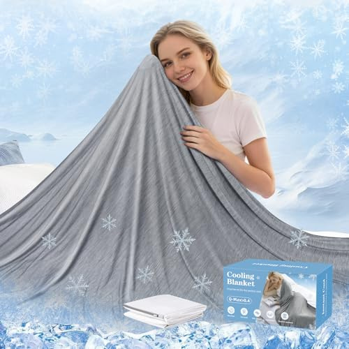 Q-Max - Coperta rinfrescante per sudorazione notturna, coperta fresca estiva per dormire, leggera e traspirante, per bambini e adulti, ideale per letto, divano, campeggio, viaggi (200 x 220 cm)