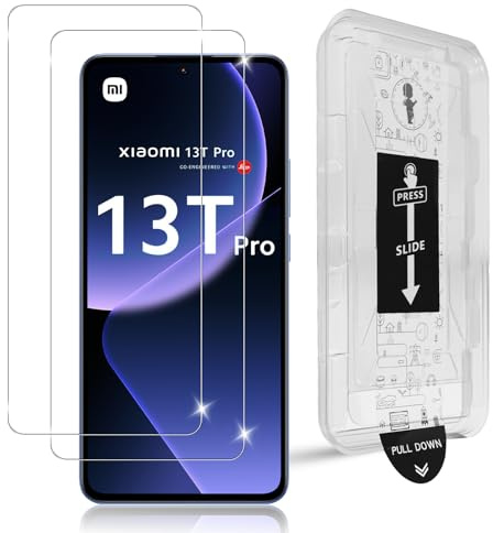 Datree 2 Piezas Protector de Pantalla para Xiaomi Mi 13T/ Mi 13T Pro, HD Dureza 9H Cristal Templado, Alineación Automática, Instalación Fácil, Sin Burbujas, Anti-Arañazos Cristal Templado