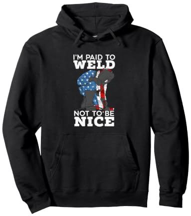 American Flag Welder Patriotic Distressed Pullover Hoodie