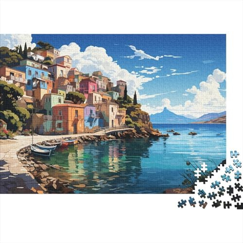 Coast Village Boats 1000 Pieces Puzzle For Adults Birthday Gift
