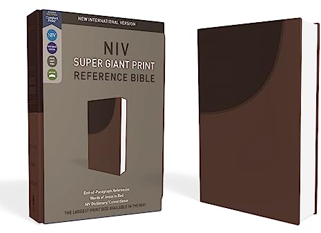 NIV, Super Giant Print Reference Bible (Font Size: 16.5-point), Leathersoft, Brown, Red Letter, Comfort Print