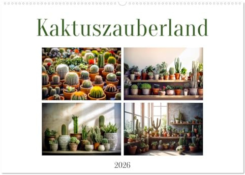 Kaktuszauberland (Wandkalender 2026 DIN A2 quer), CALVENDO Monatskalender: Entfliehen Sie in das faszinierende Kaktuszauberland und erkunden Sie die ... Kakteen das ganze Jahr über. (CALVENDO Natur)