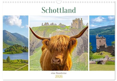 Schottland - eine Rundreise (Wandkalender 2026 DIN A3 quer), CALVENDO Monatskalender: Wunderschöne Landschaften, eindrucksvolle Burgen und Schlösser. (CALVENDO Orte)