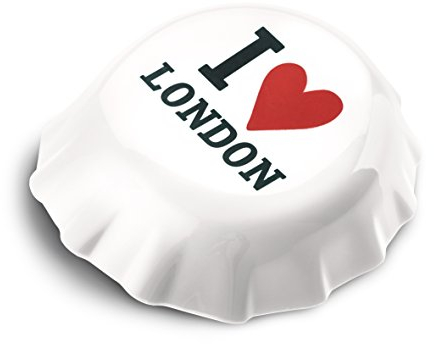 koziol 3777525 Plopp I Love London Flaschenöffner mit Druck, Thermoplastischer Kunststoff, weiß, 8.5 x 7.7 x 2.4 cm