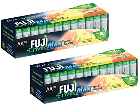Fuji Enviromax 1.5V Super Alkaline LR6 AA Batteries - No Harmful PVC & Heavy Metals, Long Lasting, Powerful, Double A Batteries (Pack of 96)