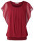 BAISHENGGT Damen Sommer Netz Bluse Flatter Kurzarm Tshirt Rundkragen Falten Elegant Oberteile Top Blusen Weinrot M