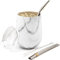 balibetov - Neu - Modernes Yerba Mate Gourd Set (Mate Tasse) - Doppelwandiger 18/8 Edelstahl Enthält zwei Bombillas und eine Reinigungsbürste (MARMOR, 355 ml)