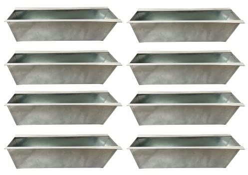 Hossi's Wholesale Juego de 8 jardineras de zinc – Inserto 38 cm grande plata – de metal galvanizado – Jardinera de zinc – Jardinera para balcón – Maceta para palés europeos