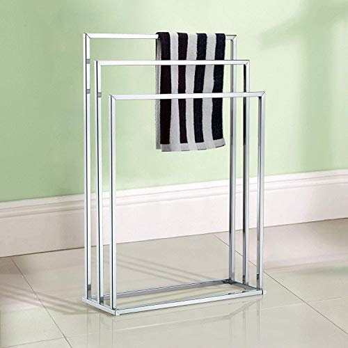 3 Tier Chrome Free Standing Floor Towel Rail Bathroom Rack Holder Towel Organizer