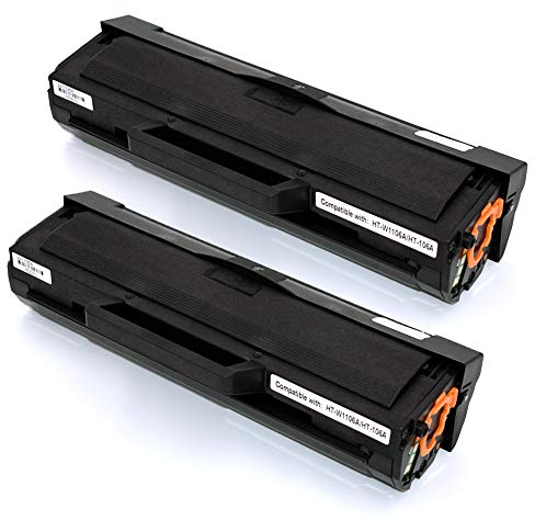 Office Ink Toner 2 Stücke Tonerkartusche Ersatz 106A W1106A Kompatibel für HP Laser MFP 135w 107w 107a 107r 135a 137fnw 135w Laserjet Pro 107w 135w 107a 137fnw Drucker (2 schwarz, mit Chip)