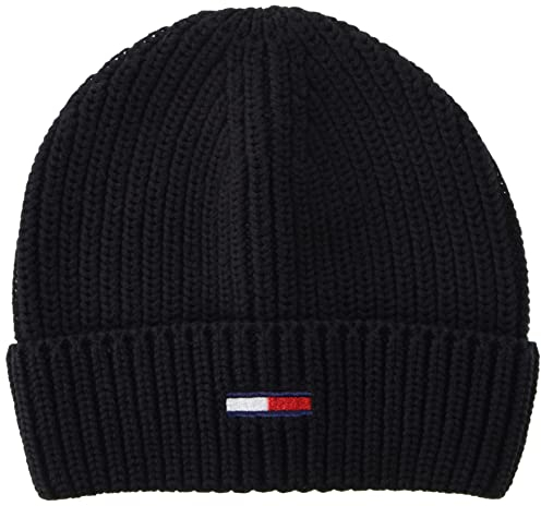 Tommy Jeans Herren TJM Basic Rib Beane Beanie-Mütze, Black, Einheitsgröße