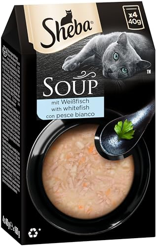 Sheba Multipack Soup - Katzennassfutter im Portionsbeutel - Weißfisch - 40 x 40g