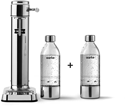 Aarke Carbonator 3, Machine à Soda, Finition Acier + 2 x Bouteilles en PET