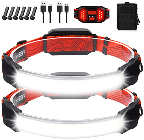 BZYUY Rechargeable Headlamp,Super Bright 1500 Lumens 6 Modes Head Lamp Led Rechargeable with Tail Red Light,Wide Beam Led Headlamp Waterproof for Adults Outdoor Camping Hiking Hunting Accessories